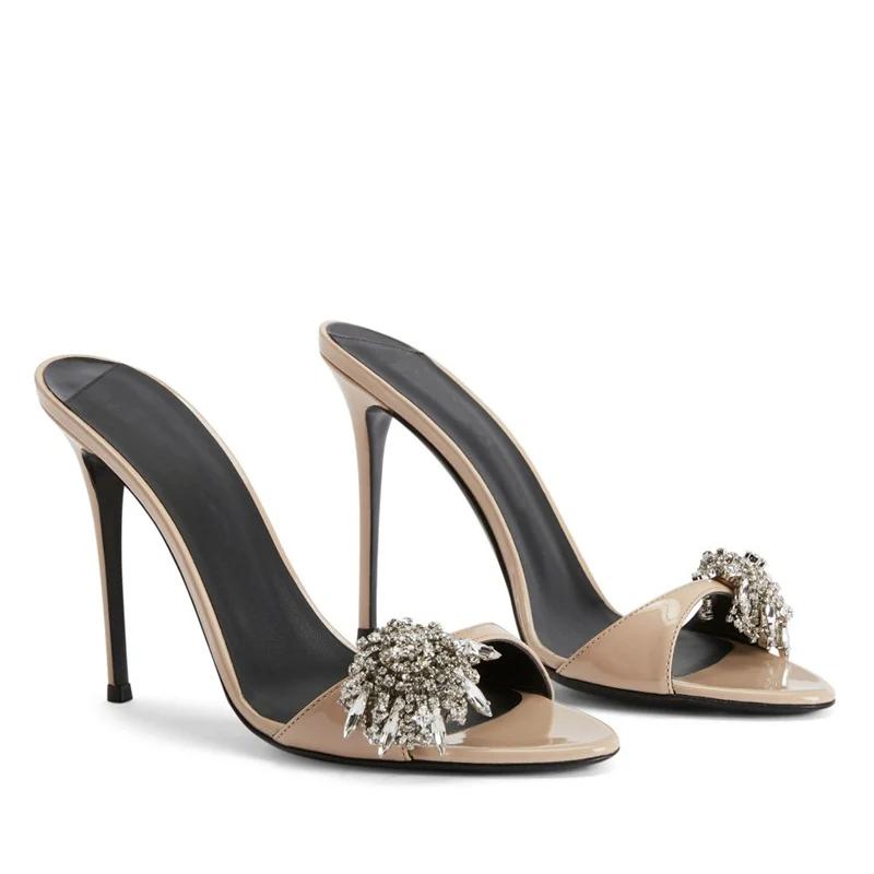 Summer Night Club High Heel Women Slippers Fashion CRYSTAL Open Toe Ladies Outdoor Dancing Party Prom Stripper Shoes