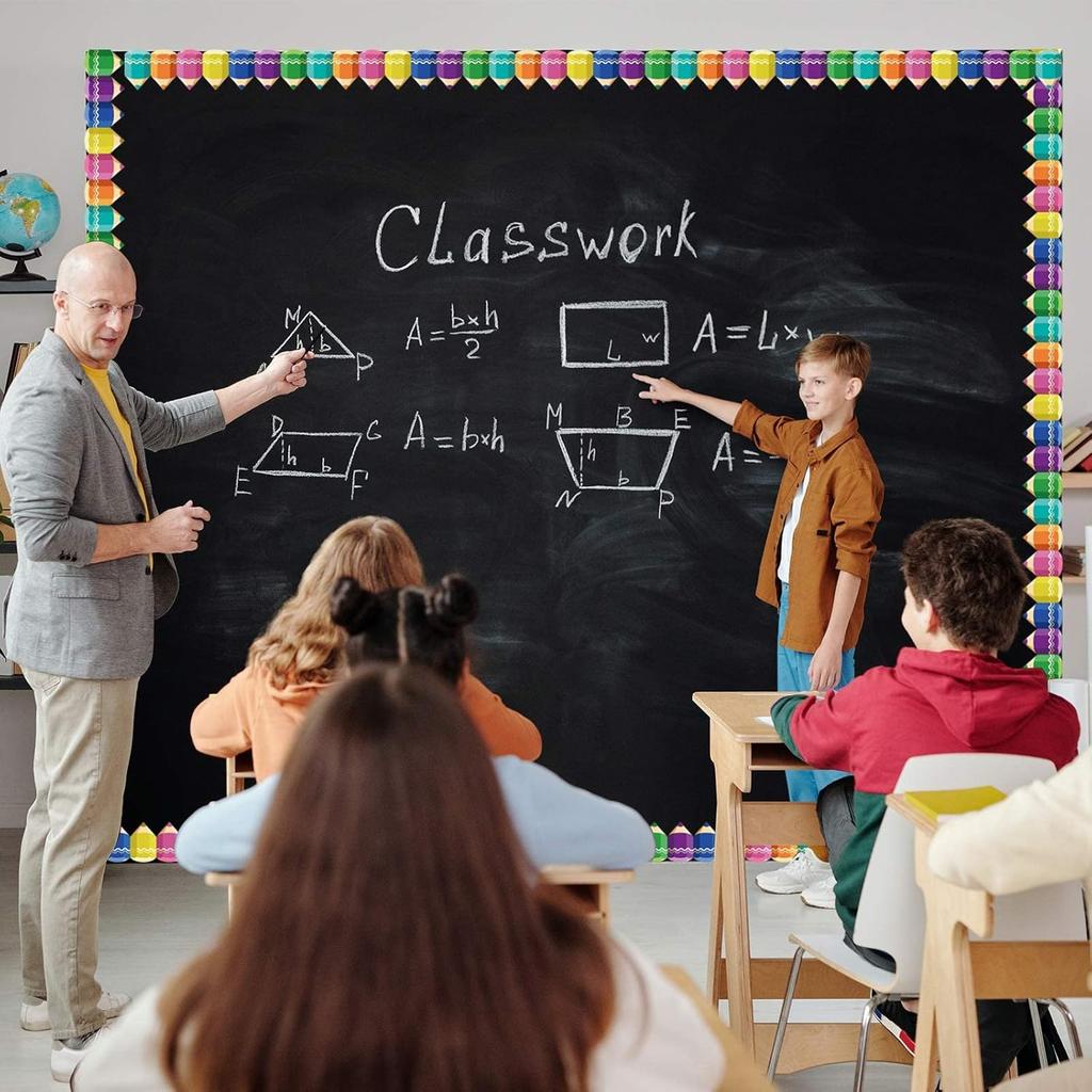 Bulletin Board Borders Decorations 90 Pieces 100 Feet, Scalloped Border Trim Colorful Bulletin Board Trim, 5 Kinds of Design Blackboard School