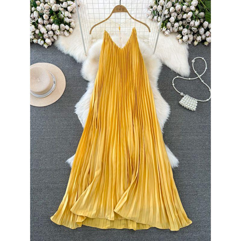 Travel Photography Loose Sling Beach Dress for Seaside Vacation