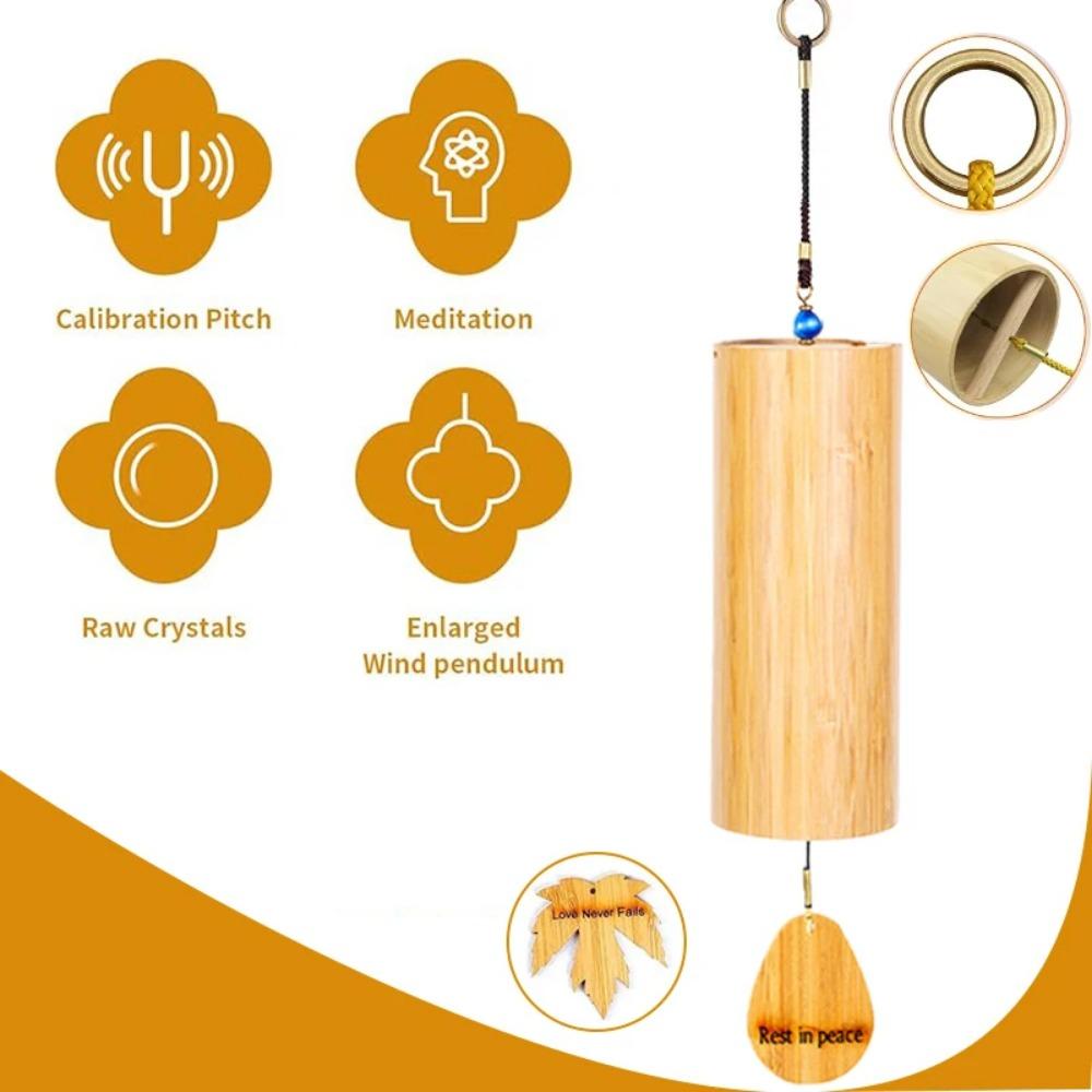 Antique Bamboo Wind Chime Yard Pendant Meditation Relaxation Chord Windbell for Outdoor Garden Patio Decorations Pure Handmade