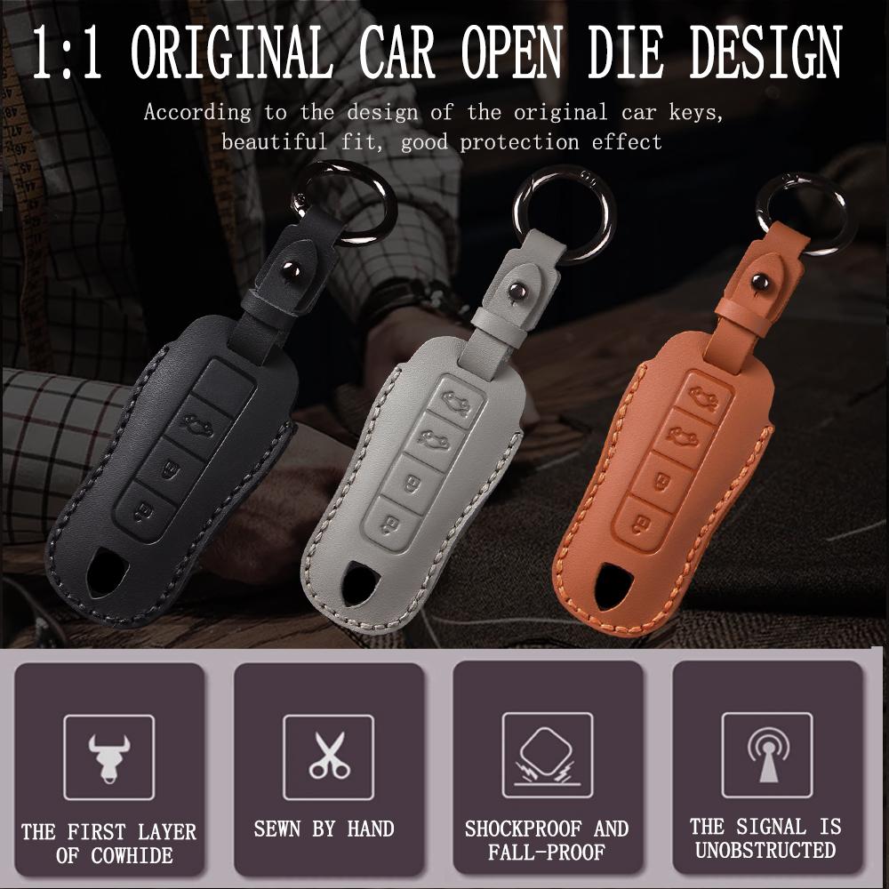 3/4 Knöpfe Leder Auto Schlüsselhülle Etui Fernbedienung Schlüsselanhänger Halter für Porsche Cayenne Panamera 911 992 Taycan