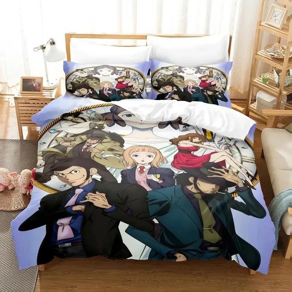 Anime Lupin Third Mine Fujiko Bedding Set Boys Girls Twin Queen Size Duvet Cover Pillowcase Bed Kids Adult Home Textileextile