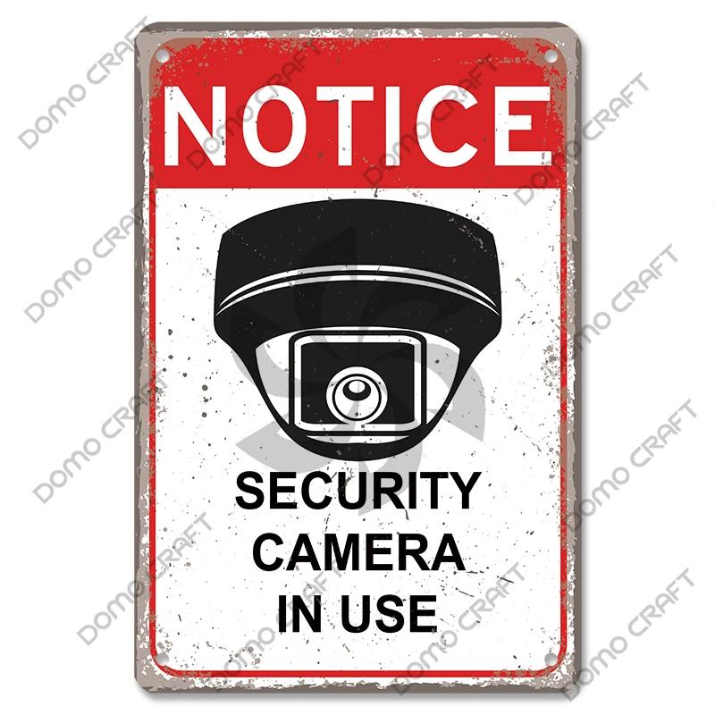 Blechschilder mit Warnung „CCTV“, Metallplakette, Hinweis „24-Stunden-Überwachungskamera“, Vintage-Poster, Metallplatte, Wanddekoration für Einkaufszentrum, Laden, Bar, Zuhause