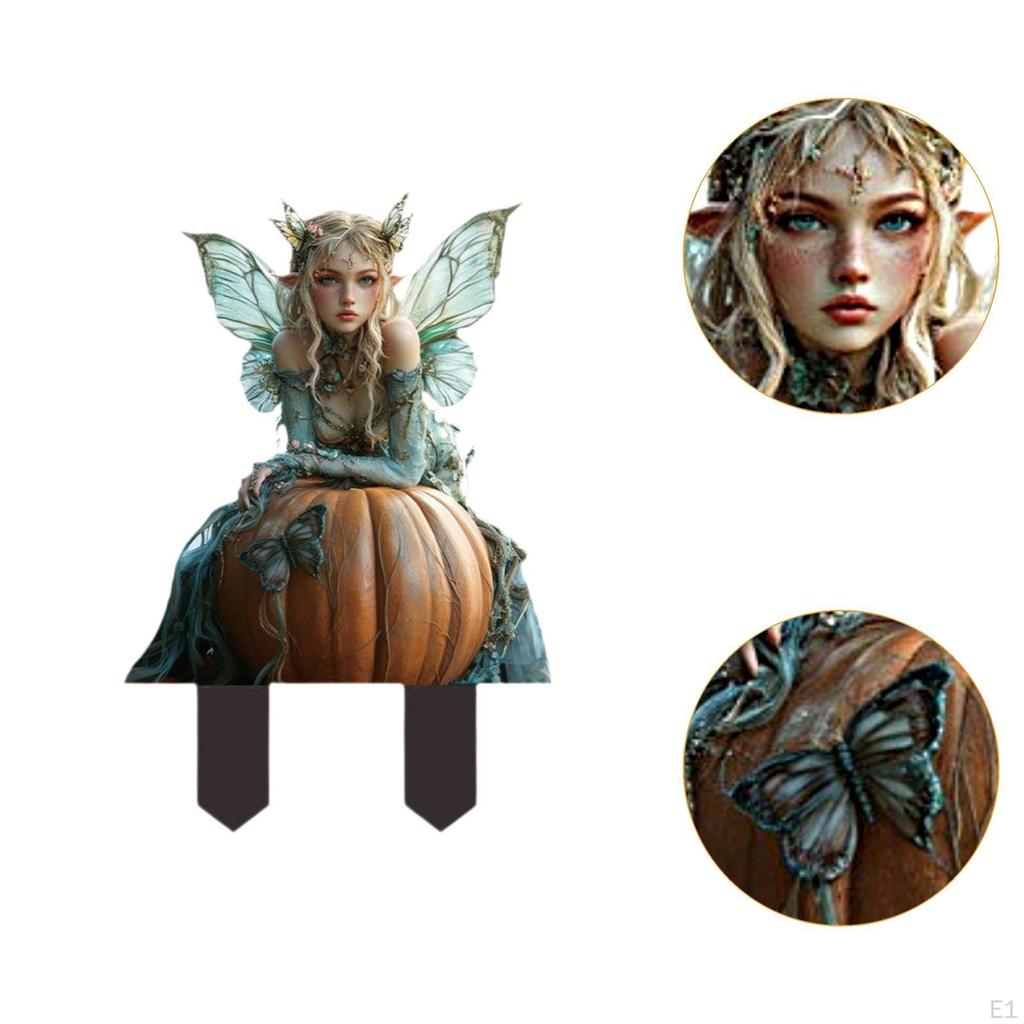 Fairy Pumpkin Garden Stake Flower Pot Decoration,2D Yard Sign,Birthday Gift,Waterproof Halloween