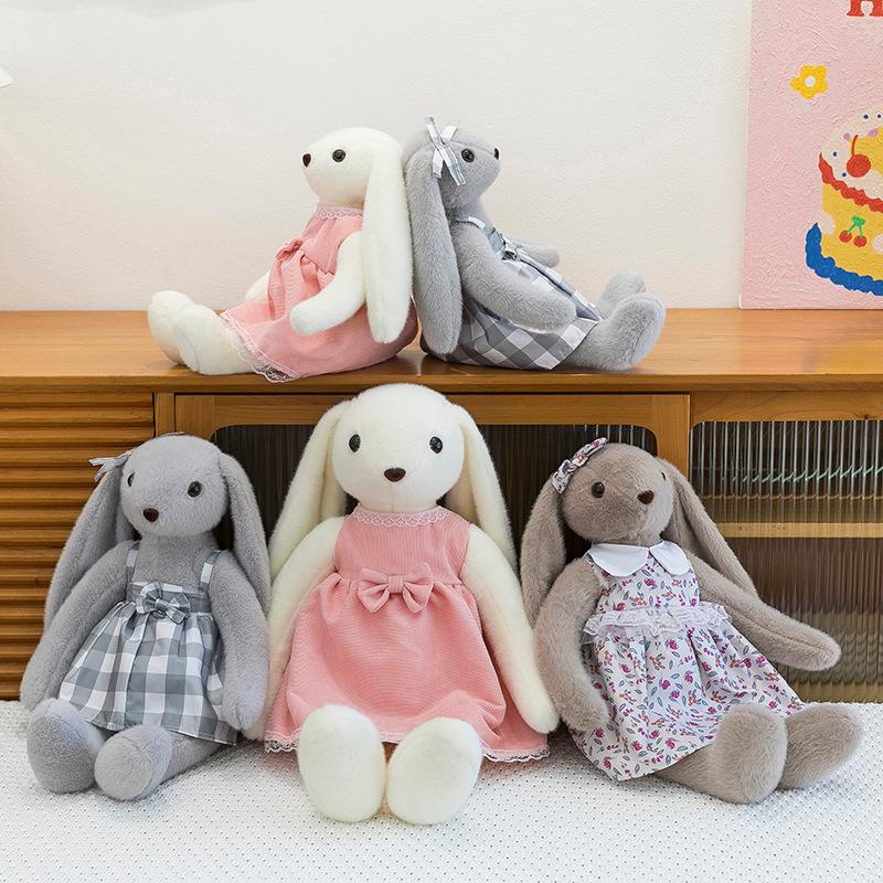 Pastoral rabbit plush toy cute long-eared rabbit doll sleeps with rag doll