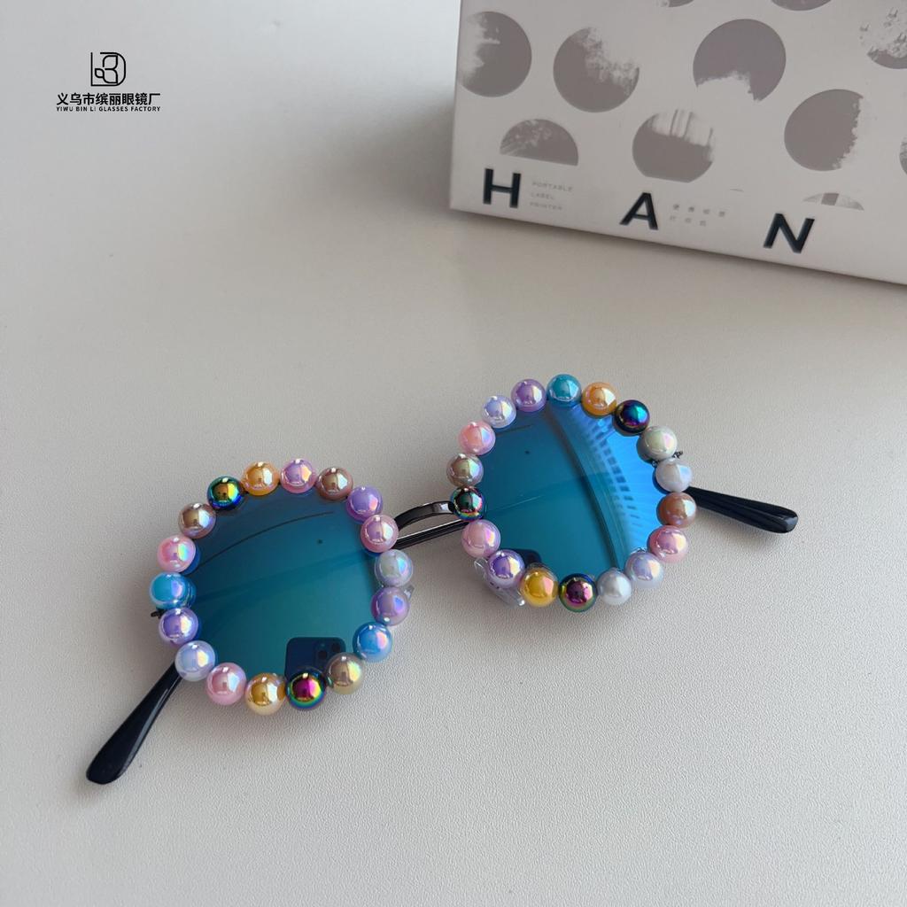 Fashion Diy Metal Round Frame Children'S Sunglasses Travel Sunscreen Uv Protection Concave Shape Baby Sunglasses Glasses