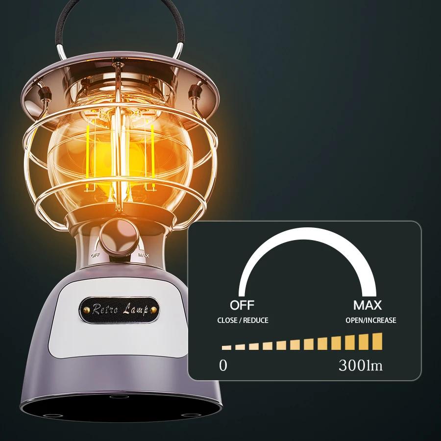 4000mAh Outdoor Camping Light Portable LED Ceiling Light Rechargeable Emergency Lighting Infinite Dimming Tent Decorative Light