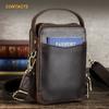 Bolsa de Ombro Cruzada Casual Masculina de Couro Crazy Horse Retrô Produto de Nicho Tendência Celular Genuíno