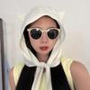 Fashion Cute Ear Design Summer Fisherman Hat With Strap Quick Dry Windproof Sunshade Cap for Outdoor Activities