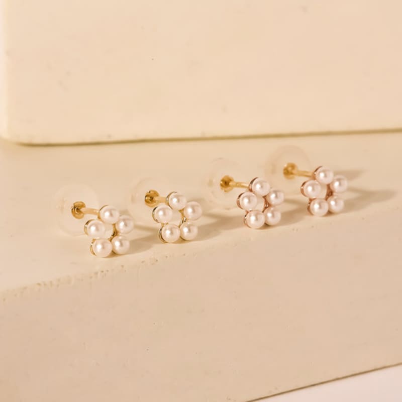 JEWNEL 14K Pentagram Pearl Piercing Earrings