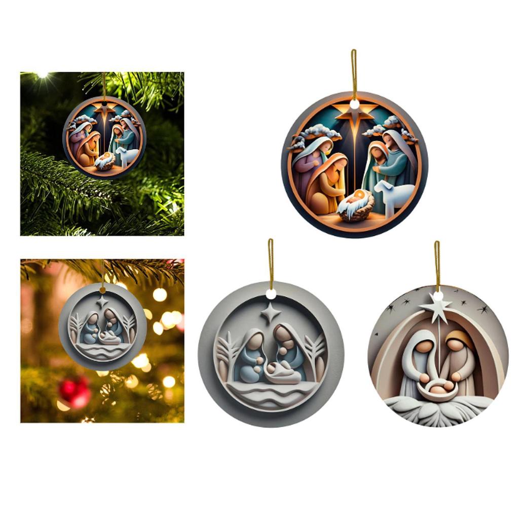 Nativity Hanging Decorations Xmas Accessories Christmas Hanging Pendant for Living Room Door Cabinet Office Housewarming