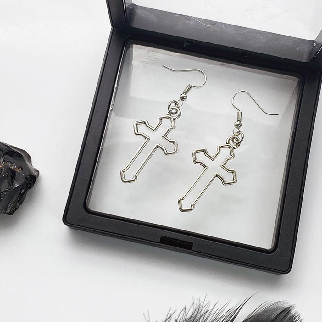 Hollow Cross Dangle Earrings Jewelry Fashion Long Drop Earrings for Women Men