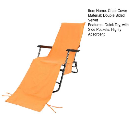 Beach Chair Cover with Side Pockets Absorbent Lounge Chair Cover Quick Dry Towel Chair Cover for Sun Lounger Pool Sunbathing Garden Beach