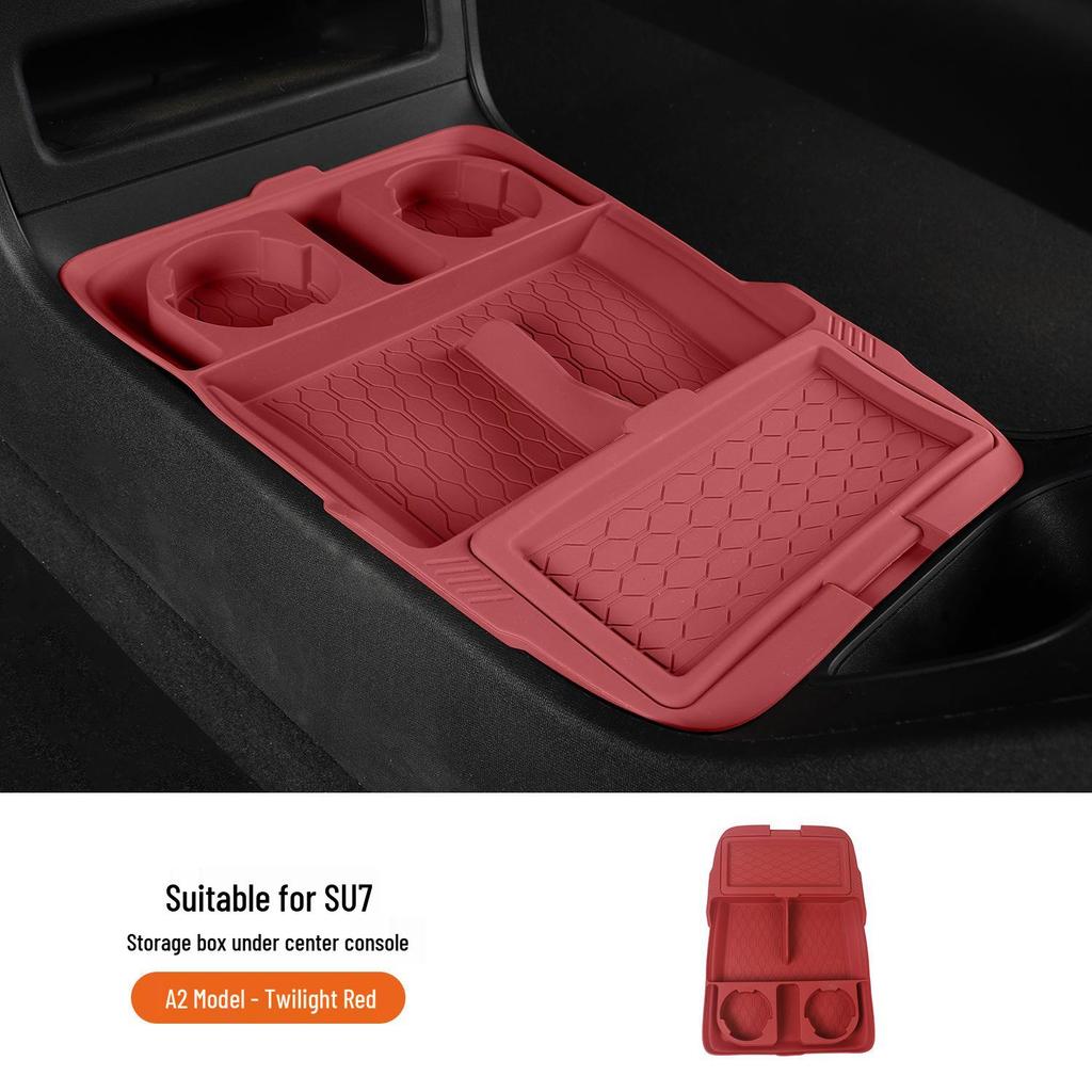 Soft Rubber Organizer for Xiaomi SU7 Console Storage Compartment, Car Interior Accessories