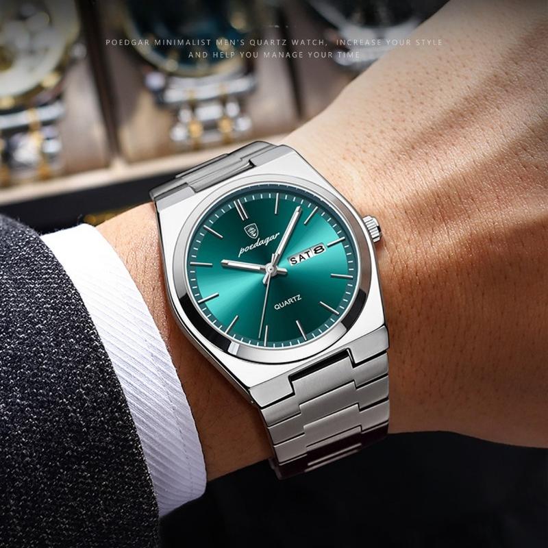 Fashion Quartz Ladies Watch Stainless Steel Date Week Woman's Wristwatch Waterproof Luminous Business Watches For Men Couples