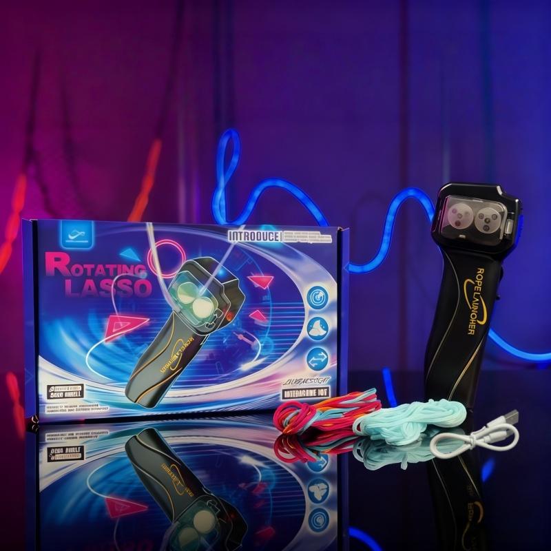 

High-End Intelligent Electric Glow Rope Launcher with Adjustable Speed Rotating Circular Rope Toy for Stress Relief Fun Learn