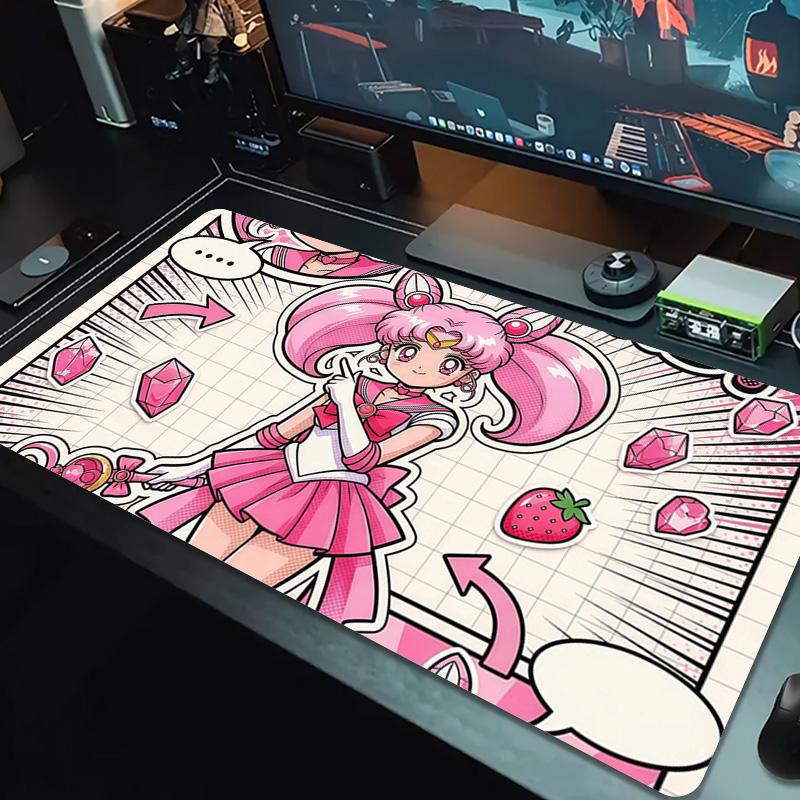 Sailor Moon Print  Cushion Non-slip Laptop Tablet Big Mousepad XXL Mat Mini PC Playmat With Lock edge