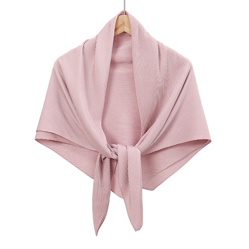 Maldives  Muslim Pleated Square Scarf Matt Silk Plain Hijab Women Crinkle Satin Headscarf Premium Soft Wrinkle Scarves