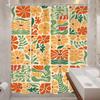 Colorful Floral Shower Curtain Vintage Inspired Design Orange Yellow Green Leaves Pattern Bathroom Decoration Trendy Boho