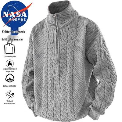 NASA MARVEL Men's Autumn/Winter Loose High-Neck Knit Sweater