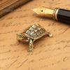 Small Brass Tabletop Decor Vintage Turtle Statue, Metal Animal Figurine, Handcrafted Unique Art Piece Artistic Desktop Sculpture Ornament for