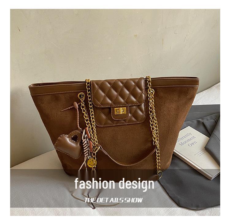 2025 Women's Fashion Textured Large-Capacity Frosted Chain Shoulder & Crossbody Tote Bag