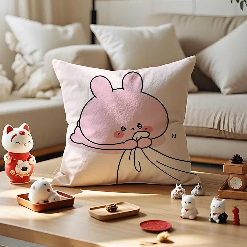 Asamimichaan Asleep Cute Asamimi Cushion Cover Silky Short Plush With Invisible Zipper Dustproof Sofa Pillow Case For Home Decor