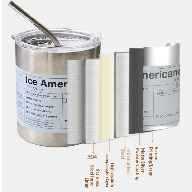 Stainless Steel Insulated American Coffee Mug Portable Outdoor Mug With Straw 320Ml/600Ml