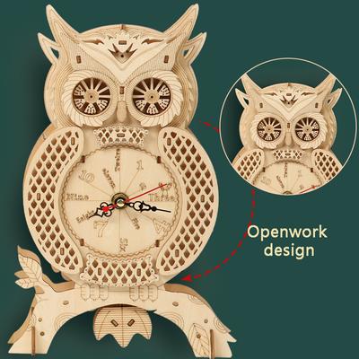 Owl Mechanical 3D Wooden Puzzle Desk Standing Pendulum Clock Model DIY Kits Sailing Boat Decoration Kids Adults Birthday Gift