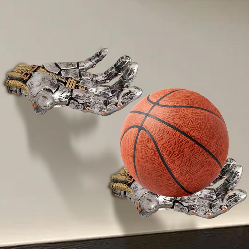 Basketball Wall Holder Hand-Shaped Soccer Storage Rack Wall Art Decor Space-Saving Mechanical Style Display Stand For Basketball