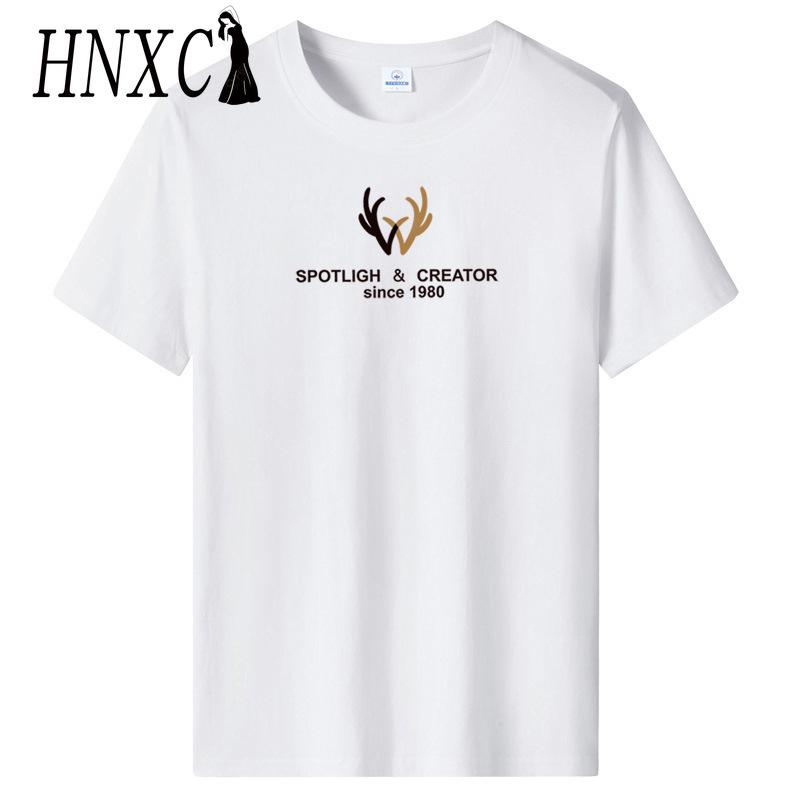 HNXC Cotton Short Sleeve T-shirt Men's Fashion Loose Half Sleeve Shirt Printed Compassionate Shirt