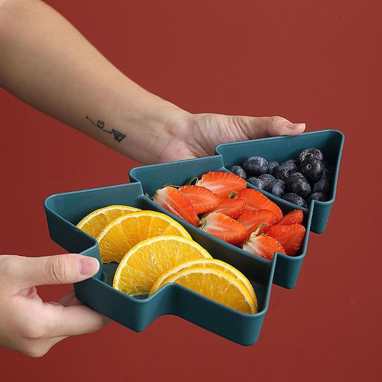 Christmas Tree Plate Snacks Fruit Plate Christmas Fruit Plate Divided Tableware Christmas Tableware Children's Anti Drop