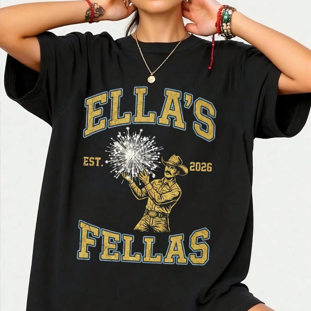 

Ellas Fellas Vintage Tee T-Shirt, Matching Squad Friends Gift, Retro Group Outfit Graphic Tee S