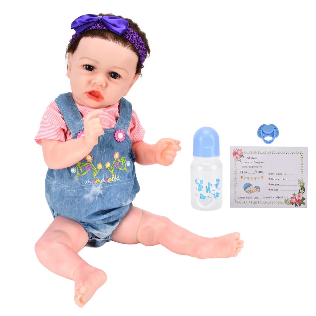 Reborn Girl Doll Lifelike Vinyl 22 Inch Waterproof Weighted Rebirth Baby Doll Toy for 3 Years Old