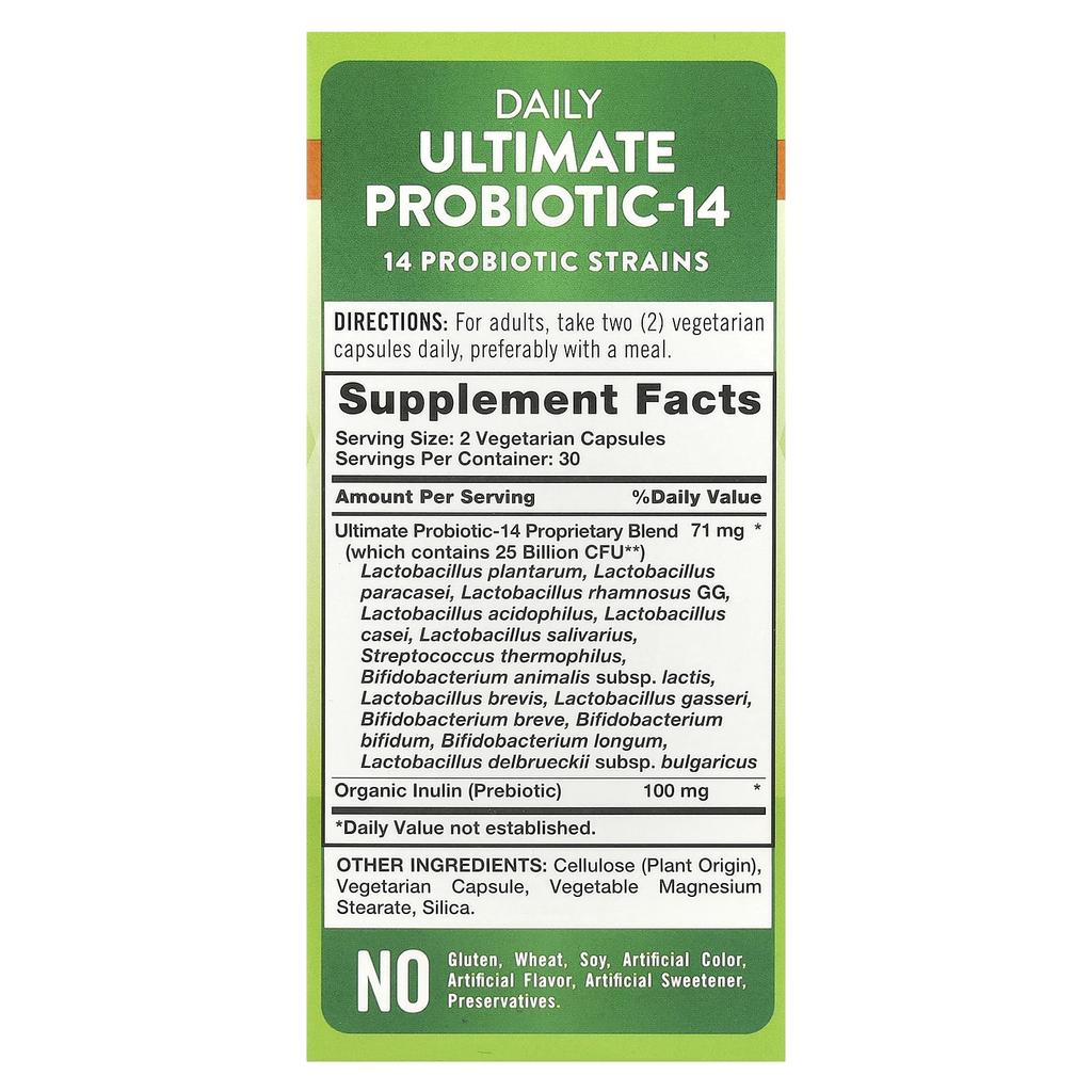 Nature's Truth Ultimate Probiotic-14, 25 miliard CFU, 60 vegetariánských kapslí