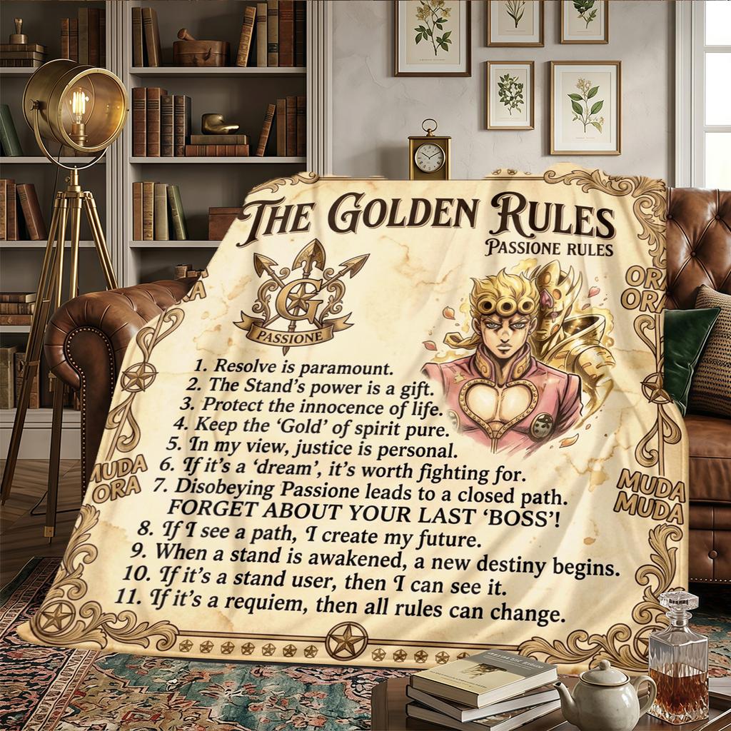 JoJos Bizarre Adventure Bedruckte Flanelldecke Warm Bequem, Für Schlafzimmer, Sofas, Reisen -HE31