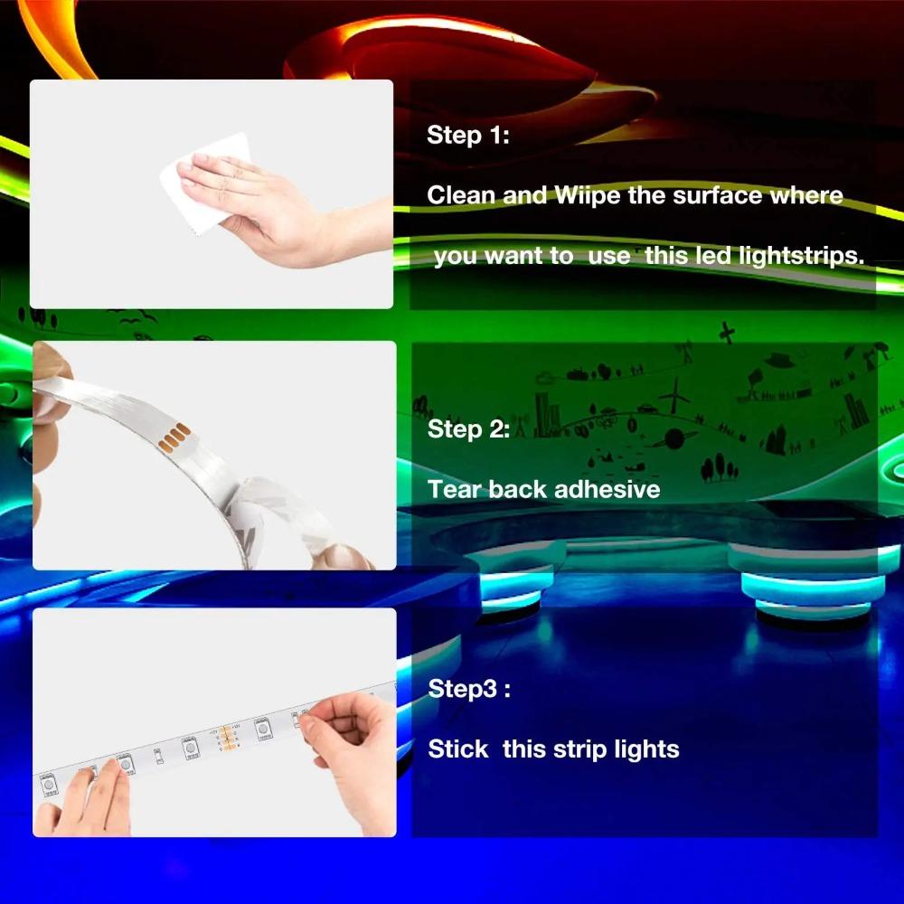 USB LED Strip Light Bluetooth RGB 5V 1M-30M RGB Lights Flexible LED Lamp Tape Ribbon TV Desktop Screen BackLight Diode Tape