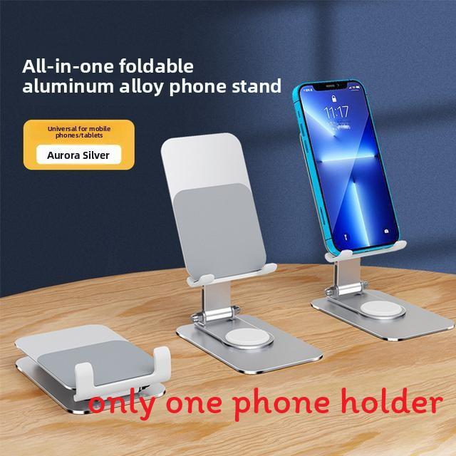 Universal Metal Phone Holder With 360 Degree Rotation And Foldable Adjustable Stand For Desk Or Live Streaming