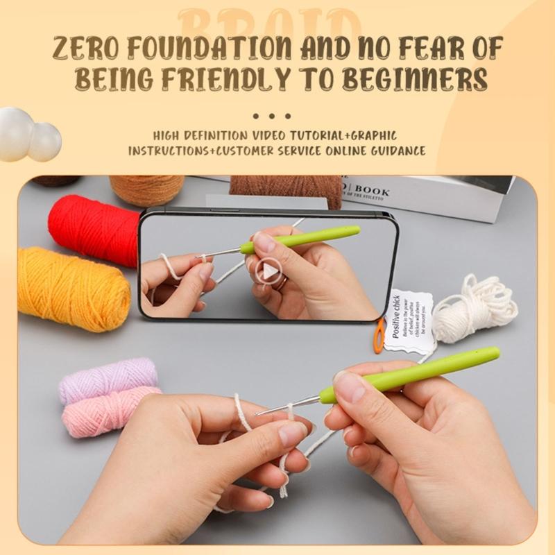 Animal Crochet Kits Chick Crochet Yarn Set Crochet Needle Crochet Starter Kits with Stitching Markers Push Pin Thread