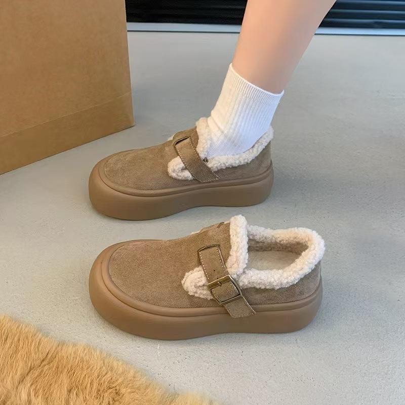 Versatile snow boots thick-soled Birkenstocks women's fluffy shoes, new winter super warm women's shoes