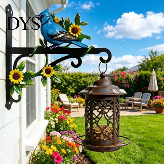Weather Resistant Wall Hanger Metal Plant Hook Heavy Duty Hanging Basket Bracket Decorative Parrot Decor Cat Flower Butterfly for Planter Lantern Bird