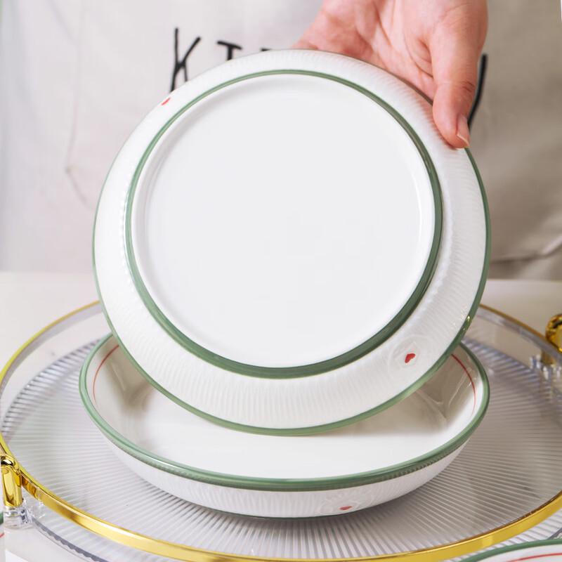 Jingdezhen Happy Cabin Ceramic Deep Dinner Plates (Set of 2)