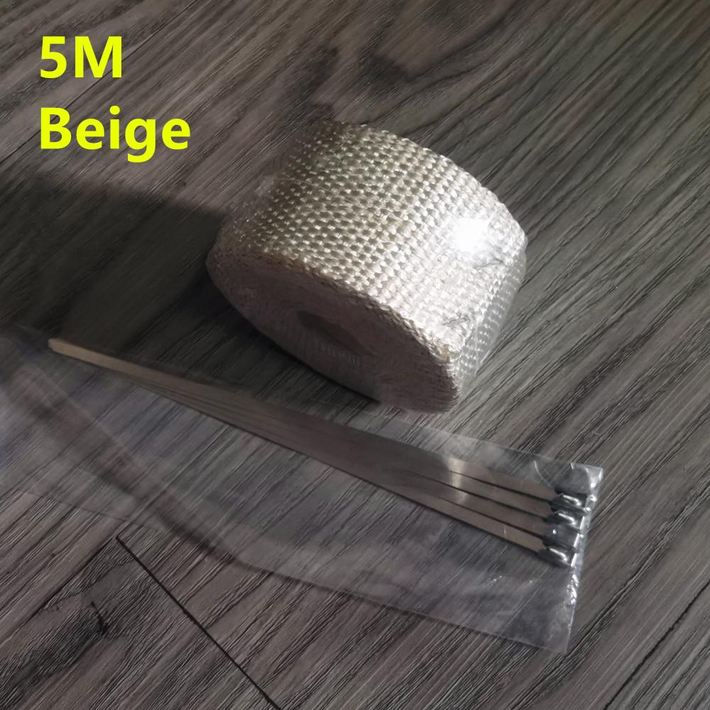 5M/10M/15M Motorcycle Exhaust Thermal Tape Header Heat Wrap Manifold Insulation Roll Resistant with Stainless Ties Header