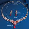 Cross Border Exquisite Full Diamond Red Emerald Water Droplet Necklace Two-piece Set for Bride's Banquet Light Luxury Set