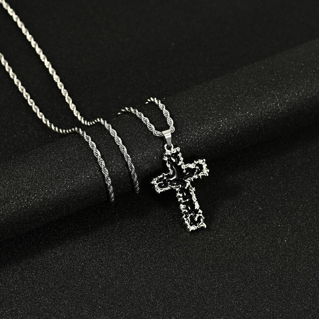 Personality Punk Multiple Crosses Pendant Necklace for Men Women Stainless Steel Fashion Hip-hop Street Party Daily Wear Jewelry