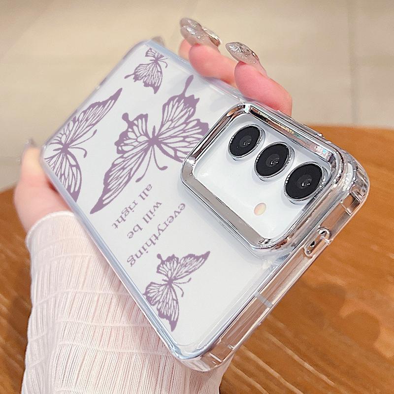 

Красивый прозрачный чехол с рисунком бабочки для Samsung S24 FE S23 S22 Ultra A55 A54 A35 A34 A14, защита объектива, противоударный мягкий прозрачный чехол для телефона Samsung A13 5G/4G фиолетовый