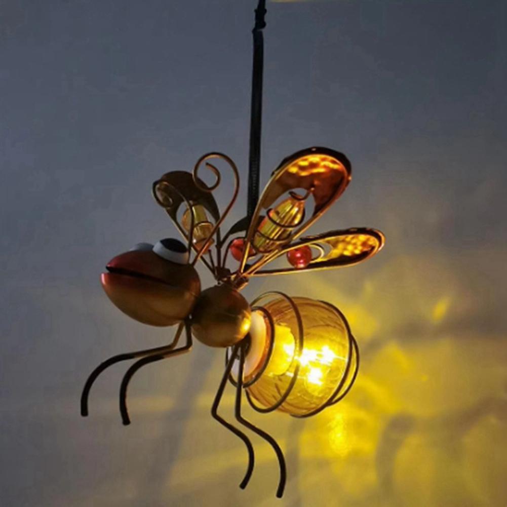 ABUL-Solar-Eisen-Insektenstatue mit LED-Lichterkette zum Aufhängen im Freien an Baum, Zaun, Hof, Innenhof, Gartendekoration