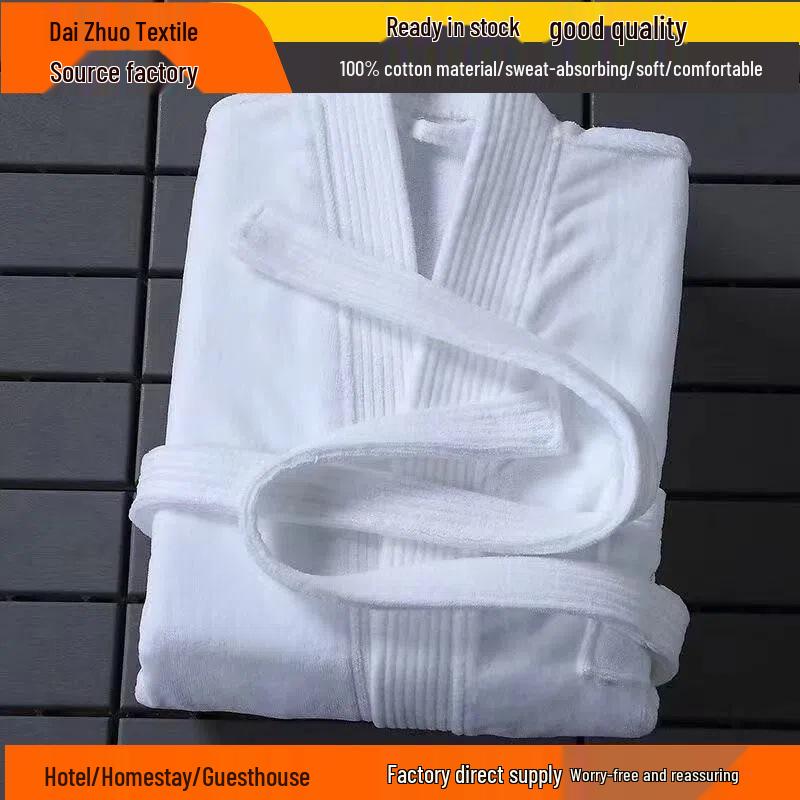 

Velour Cotton Bathrobe: Five-Star Hotel & B&B Quality, Customizable with Embroidered Logo One Size (120*65*50cm)