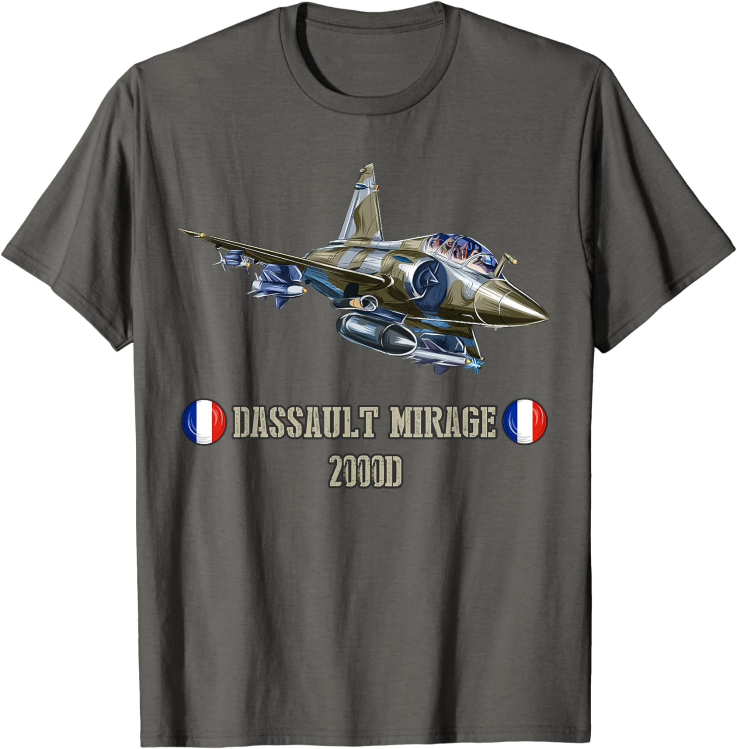 

Франція Військовий винищувач Dassault Mirage 2000D Чоловіча футболка з коротким рукавом Повсякденна 100% бавовняна футболка L