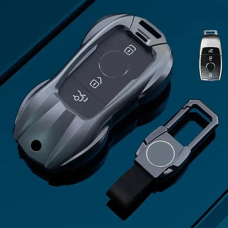 Car Key Case Cover For Mercedes Benz C E A B S Class Gle Gla Glb, Soft Tpu Key Fob Protector With Luxury Zinc Alloy Frame